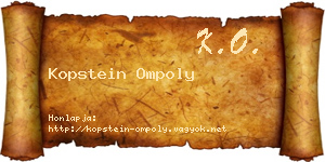 Kopstein Ompoly névjegykártya
